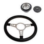 Moto-Lita Steering Wheel and Boss - 14 inch Leather - Drilled Spokes - Flat - RR117314